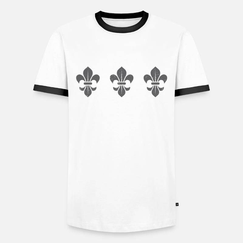 Fleur De Lys / dark grey - Men's Ringer Shirt - white/black