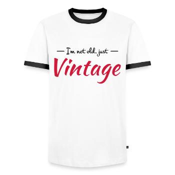 I'm not old, just vintage - Männer Kontrast-T-Shirt - Weiß/Schwarz - Vorne - AI Model Female 172 light (172cm) & AI Model Male 178 dark (178cm)