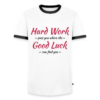 Hard work, good luck - Männer Kontrast-T-Shirt - Weiß/Schwarz - Vorne - AI Model Female 172 light (172cm) & AI Model Male 178 dark (178cm)