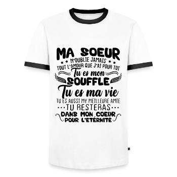 Ma Soeur n'oublie jamais tout l'amour Humour - T-shirt contrasté Homme - blanc/noir - Devant - AI Model Female 172 light (172cm) & AI Model Male 178 dark (178cm)