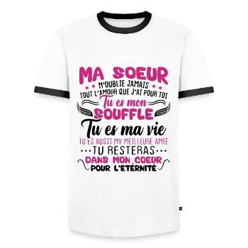 Ma Soeur n'oublie jamais tout l'amour Humour - T-shirt contrasté Homme - blanc/noir - Devant - AI Model Female 172 light (172cm) & AI Model Male 178 dark (178cm)