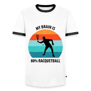 Racqueetball - Men's Ringer Shirt - white/black - Front - AI Model Female 172 light (172cm) & AI Model Male 178 dark (178cm)