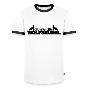 Bräutigam Wolfsrudel Junggesellenabschied Geschenk - Männer Kontrast-T-Shirt - Weiß/Schwarz - Vorne - AI Model Female 172 light (172cm) & AI Model Male 178 dark (178cm)