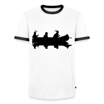 Canoe Indian Silhouette Gift Idea America - Men's Ringer Shirt - white/black - Front - AI Model Female 172 light (172cm) & AI Model Male 178 dark (178cm)