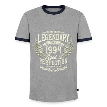 Legendary since 1994 Vintage Vintage Birthday - Men's Ringer Shirt - grey/navy  - Front - AI Model Female 172 light (172cm) & AI Model Male 178 light (178cm)