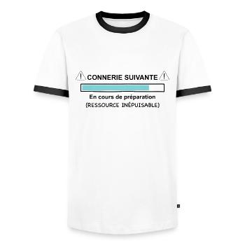 Humour Connerie suivante téléchargement - T-shirt contrasté Homme - blanc/noir - Devant - AI Model Female 172 light (172cm) & AI Model Male 178 dark (178cm)