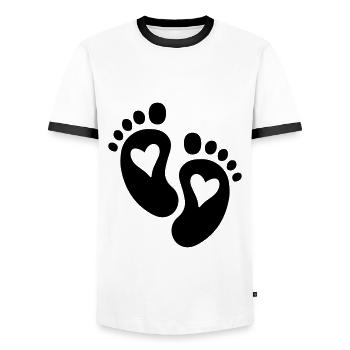 Pieds de bébé Coeur - T-shirt contrasté Homme - blanc/noir - Devant - AI Model Female 172 light (172cm) & AI Model Male 178 dark (178cm)