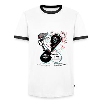 Yoshiheart Human - Michael - You are not alone - Männer Kontrast-T-Shirt - Weiß/Schwarz - Vorne - AI Model Female 172 light (172cm) & AI Model Male 178 dark (178cm)