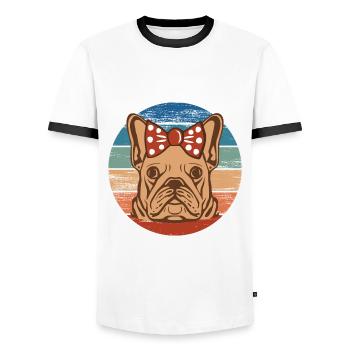 Französische Bulldogge Mädchen Hundekopf Rainbow - Männer Kontrast-T-Shirt - Weiß/Schwarz - Vorne - AI Model Female 172 light (172cm) & AI Model Male 178 dark (178cm)