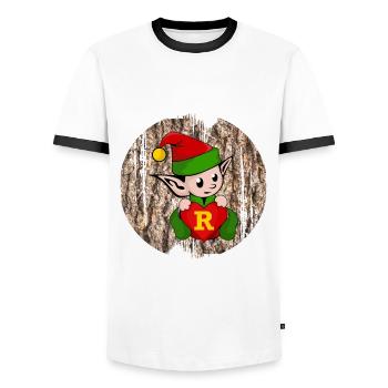 eleven r - Men's Ringer Shirt - white/black - Front - AI Model Female 172 light (172cm) & AI Model Male 178 dark (178cm)