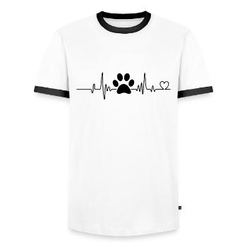 Lustige Herzschlag Hunde und Katzen Liebhaber Männer Frauen - Männer Kontrast-T-Shirt - Weiß/Schwarz - Vorne - AI Model Female 172 light (172cm) & AI Model Male 178 dark (178cm)