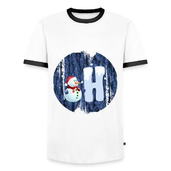 bonhomme de neige h - T-shirt contrasté Homme - blanc/noir - Devant - AI Model Female 172 light (172cm) & AI Model Male 178 dark (178cm)
