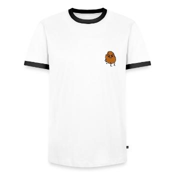 Bad potato - Men's Ringer Shirt - white/black - Front - AI Model Female 172 light (172cm) & AI Model Male 178 dark (178cm)