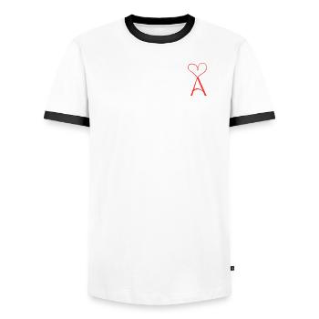 Herz mit "A" – minimalistisch und Liebevoll - Männer Kontrast-T-Shirt - Weiß/Schwarz - Vorne - AI Model Female 172 light (172cm) & AI Model Male 178 dark (178cm)