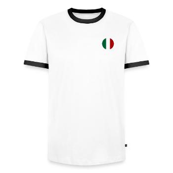 Italien Flagge rund - Männer Kontrast-T-Shirt - Weiß/Schwarz - Vorne - AI Model Female 172 light (172cm) & AI Model Male 178 dark (178cm)