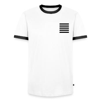 Striped - Men's Ringer Shirt - white/black - Front - AI Model Female 172 light (172cm) & AI Model Male 178 dark (178cm)