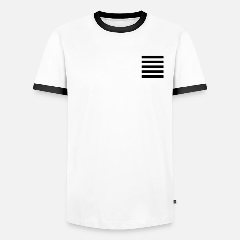 Gestreift - Männer Kontrast-T-Shirt - Weiß/Schwarz