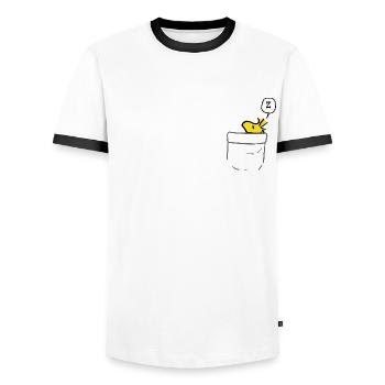 Peanuts Design Avec Woodstock Endormi - T-shirt contrasté Homme - blanc/noir - Devant - AI Model Female 172 light (172cm) & AI Model Male 178 dark (178cm)