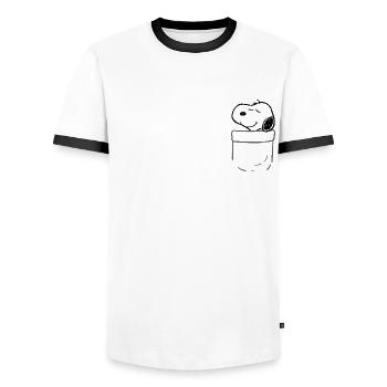 Peanuts Design With Happy Snoopy - Men's Ringer Shirt - white/black - Front - AI Model Female 172 light (172cm) & AI Model Male 178 dark (178cm)