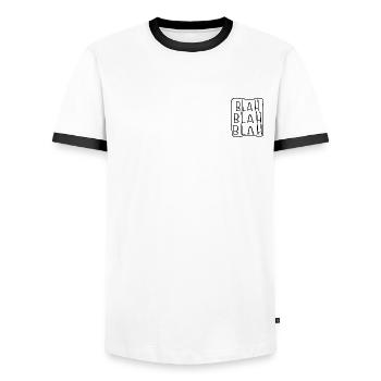 Blah Blah Blah - Men's Ringer Shirt - white/black - Front - AI Model Female 172 light (172cm) & AI Model Male 178 dark (178cm)