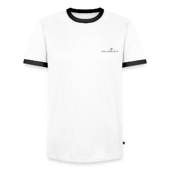 BE THE sunshine - Men's Ringer Shirt - white/black - Front - AI Model Female 172 light (172cm) & AI Model Male 178 dark (178cm)