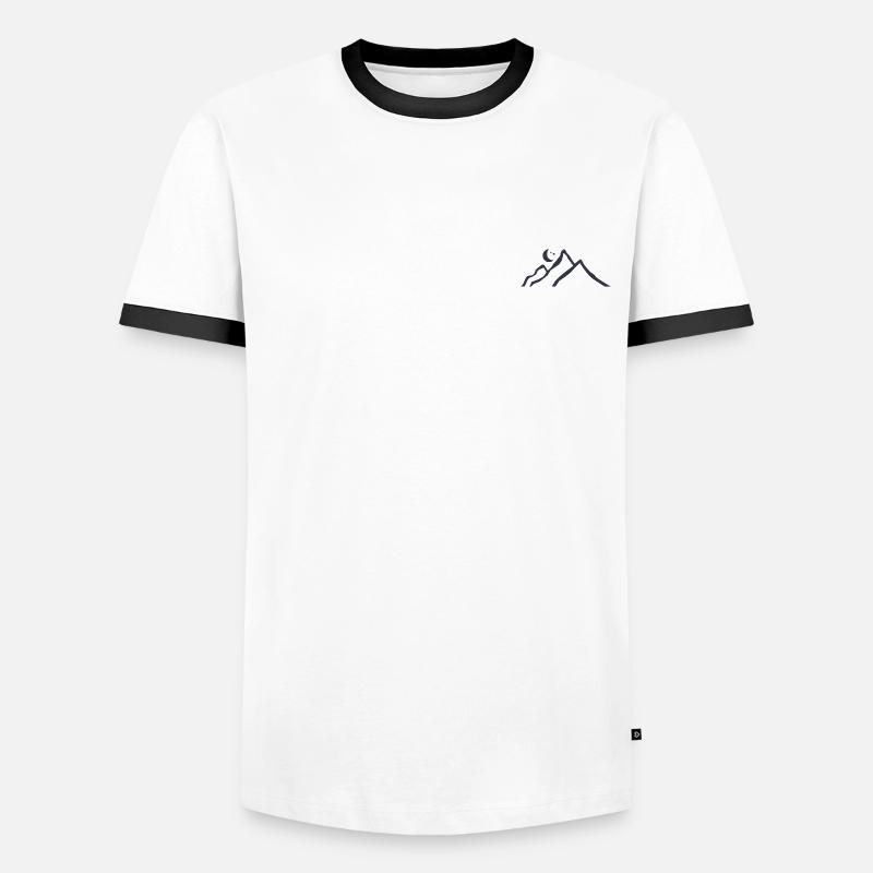 Bergrelief - Männer Kontrast-T-Shirt - Weiß/Schwarz