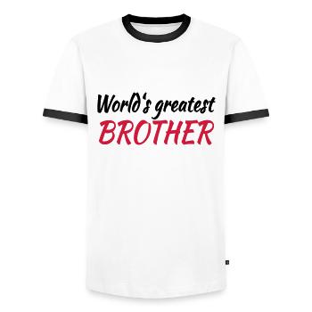 World's greatest brother - Men's Ringer Shirt - white/black - Front - AI Model Female 172 light (172cm) & AI Model Male 178 dark (178cm)
