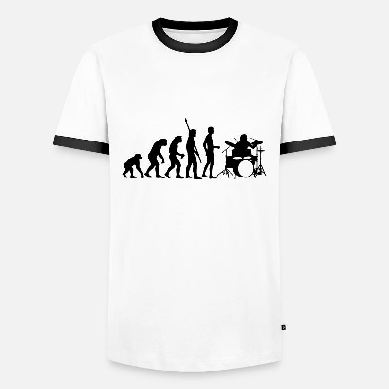 evolution_drummer_b_1c - T-shirt contrasté Homme - blanc/noir