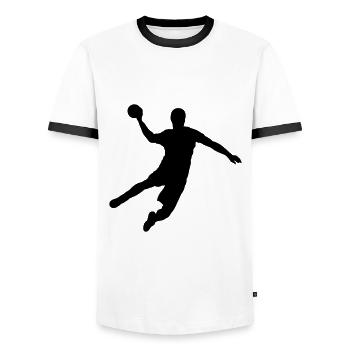 Handball - T-shirt contrasté Homme - blanc/noir - Devant - AI Model Female 172 light (172cm) & AI Model Male 178 dark (178cm)