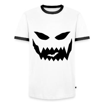 Halloween Gesicht - Männer Kontrast-T-Shirt - Weiß/Schwarz - Vorne - AI Model Female 172 light (172cm) & AI Model Male 178 dark (178cm)
