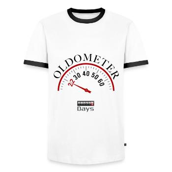 Oldometer 22nd birthday - Men's Ringer Shirt - white/black - Front - AI Model Female 172 light (172cm) & AI Model Male 178 dark (178cm)