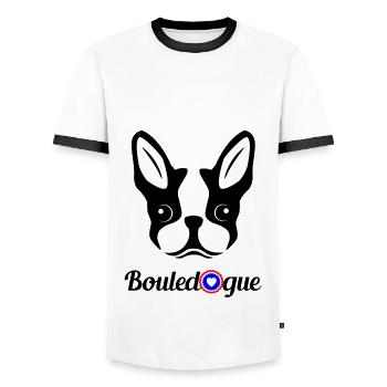french bouledogue - T-shirt contrasté Homme - blanc/noir - Devant - AI Model Female 172 light (172cm) & AI Model Male 178 dark (178cm)