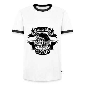 APPELEZ-MOI LE CAPITAINE CAPITAINE - T-shirt contrasté Homme - blanc/noir - Devant - AI Model Female 172 light (172cm) & AI Model Male 178 dark (178cm)