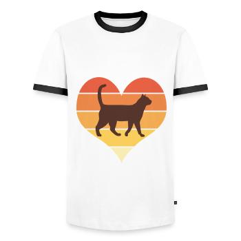 love cat cats chat chats funny humour chat - T-shirt contrasté Homme - blanc/noir - Devant - AI Model Female 172 light (172cm) & AI Model Male 178 dark (178cm)