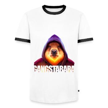 Gangstabara - Capybara cool Gangsta Style - Men's Ringer Shirt - white/black - Front - AI Model Female 172 light (172cm) & AI Model Male 178 dark (178cm)