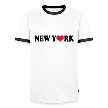 New York - Männer Kontrast-T-Shirt - Weiß/Schwarz - Vorne - AI Model Female 172 light (172cm) & AI Model Male 178 dark (178cm)