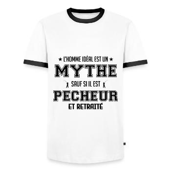 L homme idéal est pêcheur idée cadeau drôle - T-shirt contrasté Homme - blanc/noir - Devant - AI Model Female 172 light (172cm) & AI Model Male 178 dark (178cm)