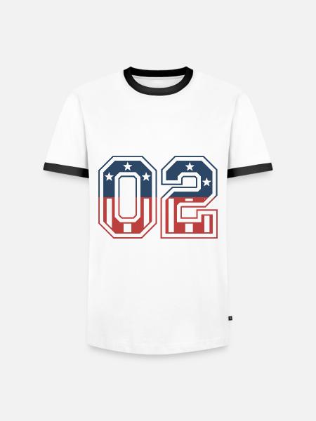 Number 02 USA - Men's Ringer Shirt - white/black