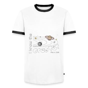 Dessein chrétien Je connais le Créateur Psaume 33:6 - T-shirt contrasté Homme - blanc/noir - Devant - AI Model Female 172 light (172cm) & AI Model Male 178 dark (178cm)