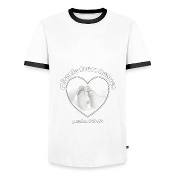 Christian Design Miracle from Heaven Psalm 139 - Men's Ringer Shirt - white/black - Front - AI Model Female 172 light (172cm) & AI Model Male 178 dark (178cm)