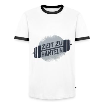 Zeit Zu Hanteln Kraftsport Bodybuilding Gym Lustig - Männer Kontrast-T-Shirt - Weiß/Schwarz - Vorne - AI Model Female 172 light (172cm) & AI Model Male 178 dark (178cm)