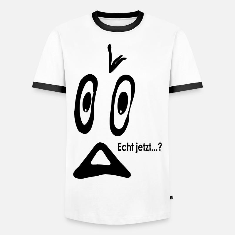 Smiley Echt jetzt...? - Männer Kontrast-T-Shirt - Weiß/Schwarz