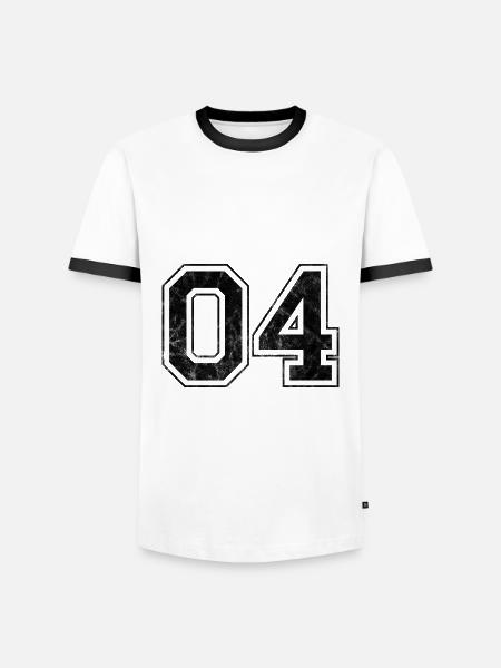 Number 04 - Men's Ringer Shirt - white/black