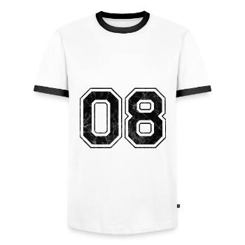 Anzahl 08 - Männer Kontrast-T-Shirt - Weiß/Schwarz - Vorne - AI Model Female 172 light (172cm) & AI Model Male 178 dark (178cm)