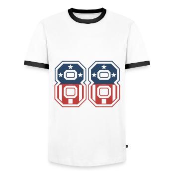 Number 88 USA - Men's Ringer Shirt - white/black - Front - AI Model Female 172 light (172cm) & AI Model Male 178 dark (178cm)