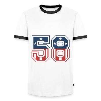 Numéro 58 États-Unis - T-shirt contrasté Homme - blanc/noir - Devant - AI Model Female 172 light (172cm) & AI Model Male 178 dark (178cm)