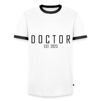 Doctor EST. 2023 - Männer Kontrast-T-Shirt - Weiß/Schwarz - Vorne - AI Model Female 172 light (172cm) & AI Model Male 178 dark (178cm)
