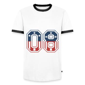 Anzahl 08 USA - Männer Kontrast-T-Shirt - Weiß/Schwarz - Vorne - AI Model Female 172 light (172cm) & AI Model Male 178 dark (178cm)