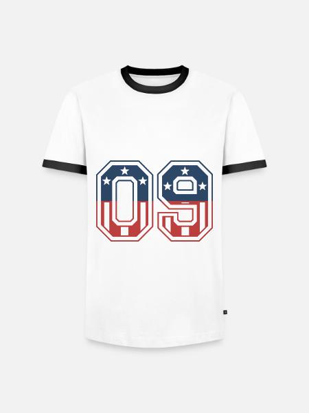 Anzahl 09 USA - Männer Kontrast-T-Shirt - Weiß/Schwarz