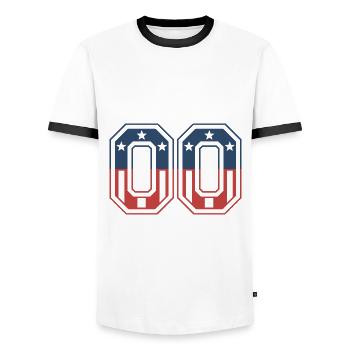 Anzahl 00 USA - Männer Kontrast-T-Shirt - Weiß/Schwarz - Vorne - AI Model Female 172 light (172cm) & AI Model Male 178 dark (178cm)